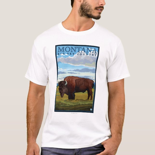 MontanaBison Vintage Travel Poster T-Shirt (Front)