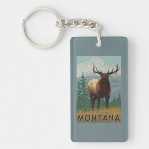MontanaElk Scene Key Ring