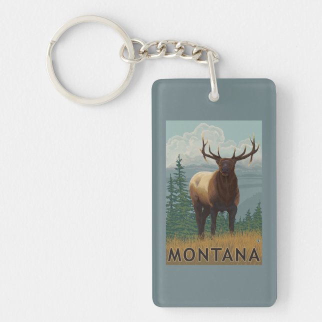 MontanaElk Scene Key Ring (Front)