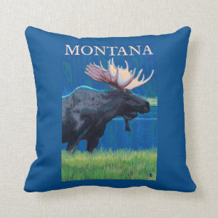 MontanaMoose Vintage Travel Poster Cushion