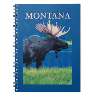 MontanaMoose Vintage Travel Poster Notebook
