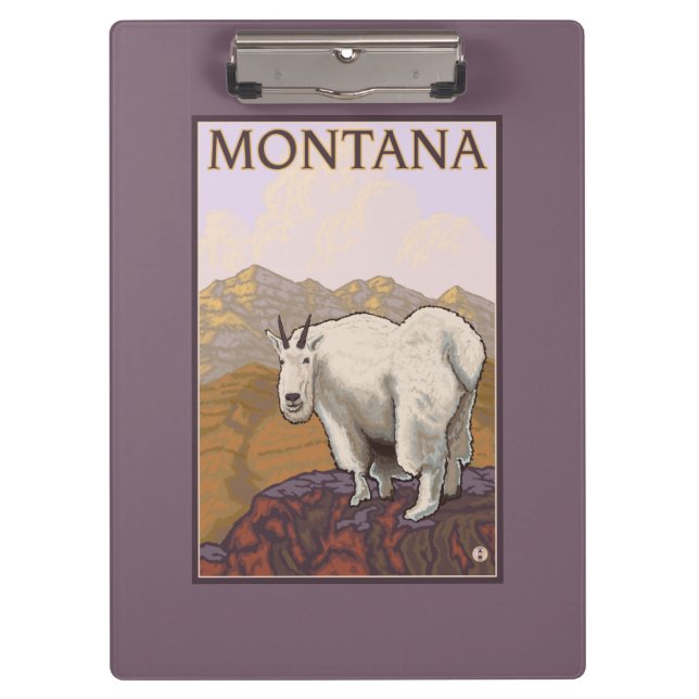 MontanaMountain Goat Vintage Travel Poster Clipboard (Front)