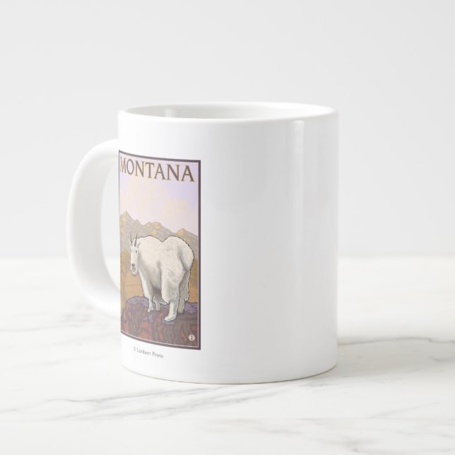 MontanaMountain Goat Vintage Travel Poster Large Coffee Mug (Front Left)