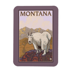 MontanaMountain Goat Vintage Travel Poster Magnet
