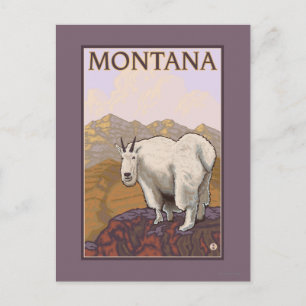 MontanaMountain Goat Vintage Travel Poster Postcard