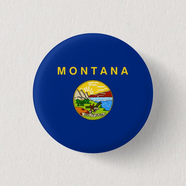 Montanan Flag, Flag of Montana 3 Cm Round Badge (Front)