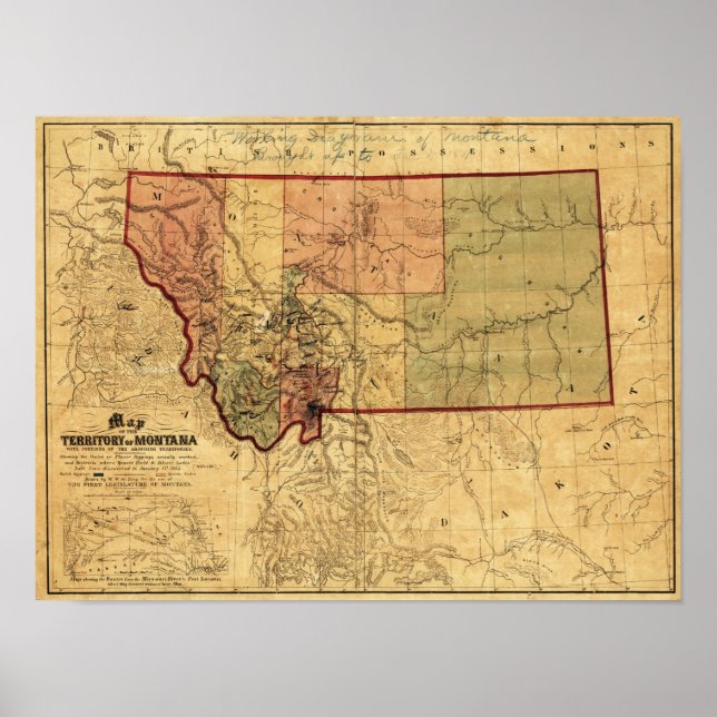 MontanaPanoramic MapMontana Poster (Front)