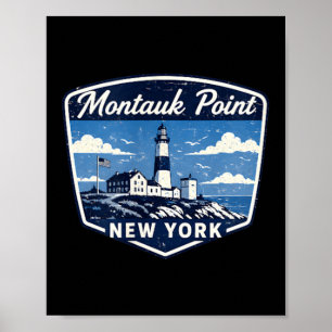 Montauk int New York Lighthouse Coastal Ocean Poster