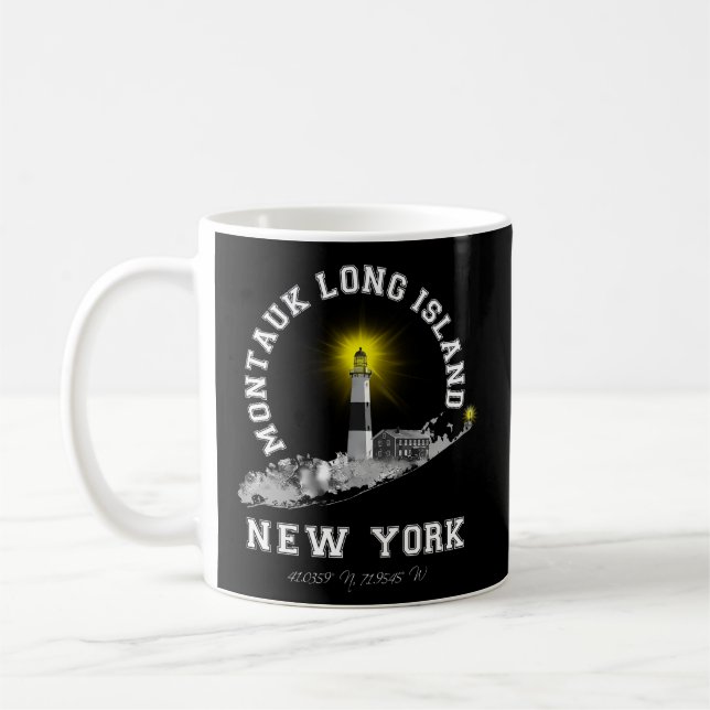 Montauk Lighthouse Long Island Ny Coffee Mug (Left)