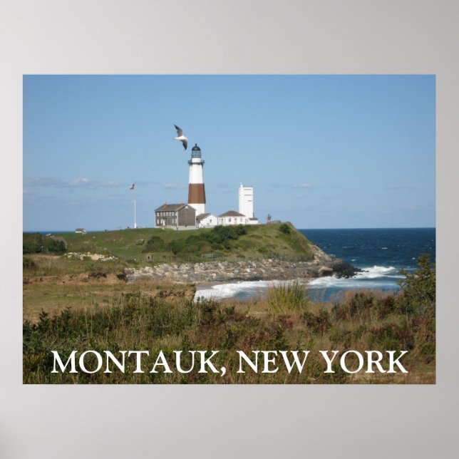 MONTAUK Lighthouse Seagull Love Poster (Front)