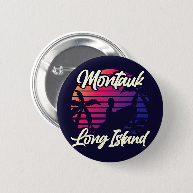Montauk, Long Island 6 Cm Round Badge (Front & Back)
