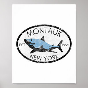 Montauk New York Fishing Shark Fish Beach Boating Poster