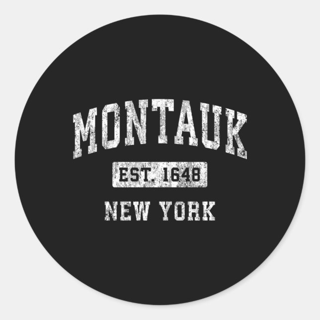 Montauk New York Ny Established Sports Classic Round Sticker (Front)