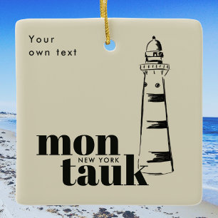 Montauk New York scribbled lighthouse Ceramic Ornament