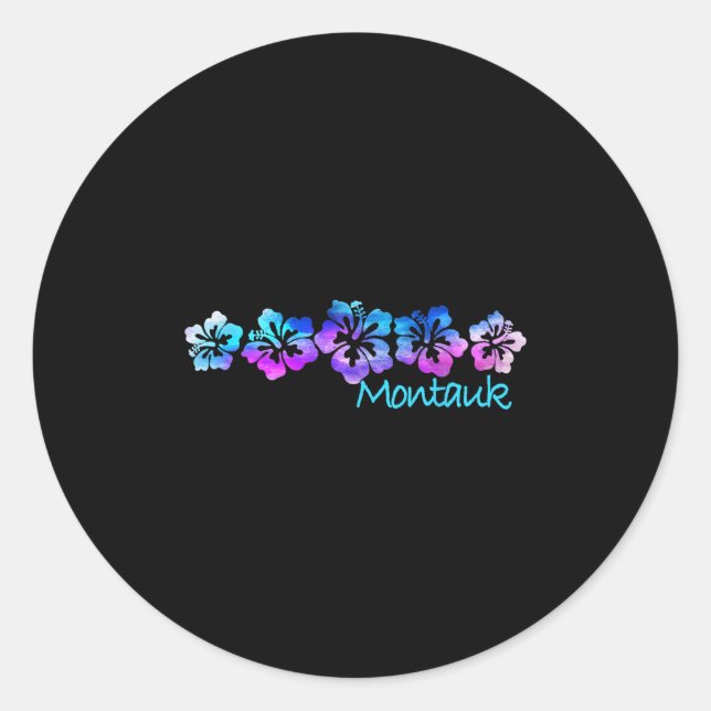 Montauk, New York Tropical Flower -vacation Beach  Classic Round Sticker (Front)