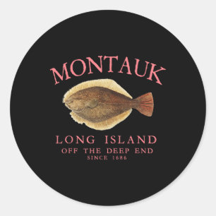 Montauk Off The Deep End Lucky Fluke Fishing Peach Classic Round Sticker