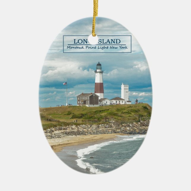 Montauk Point Lighthouse Ceramic Tree Decoration (Front)