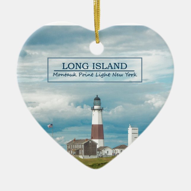 Montauk Point Lighthouse Ceramic Tree Decoration (Front)