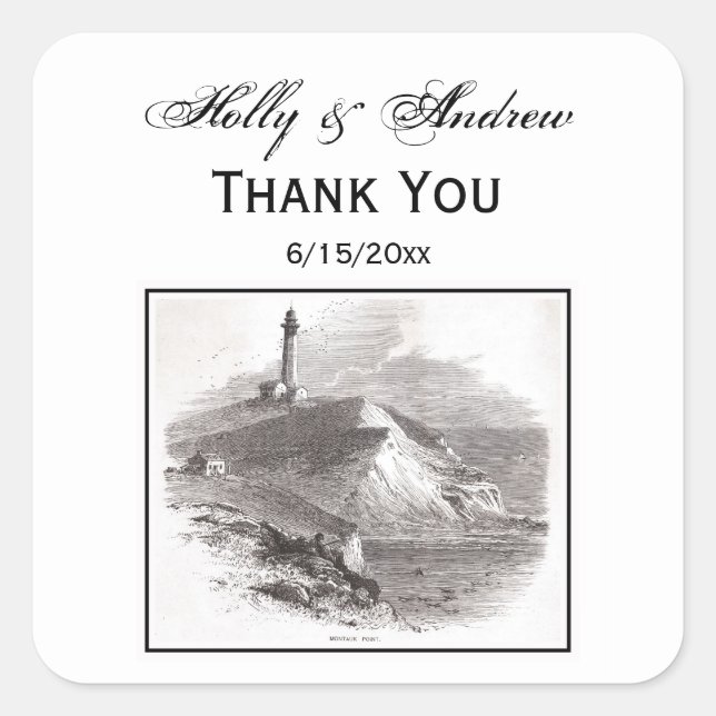 Montauk Point Lighthouse Hamptons Long Island NY Square Sticker (Front)