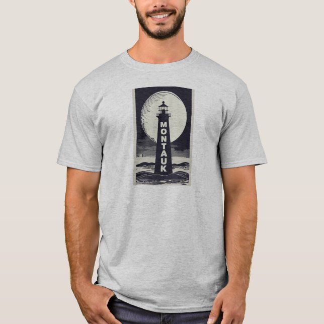 Montauk Point Lighthouse Moon T-Shirt (Front)
