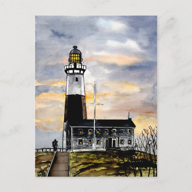 montauk point lighthouse new york post card (Front)
