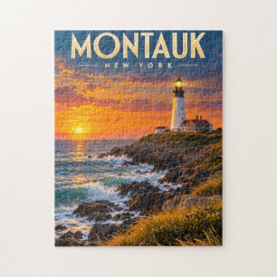 Montauk Point Lighthouse Sunset New York  Jigsaw Puzzle