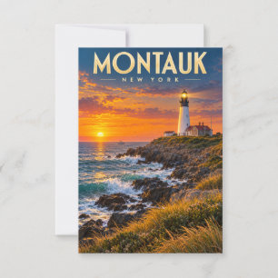 Montauk Point Lighthouse Sunset New York RSVP Card