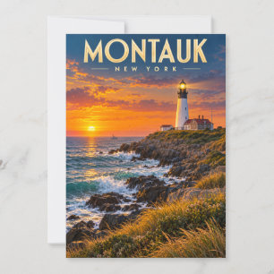 Montauk Point Lighthouse Sunset New York Thank You Card