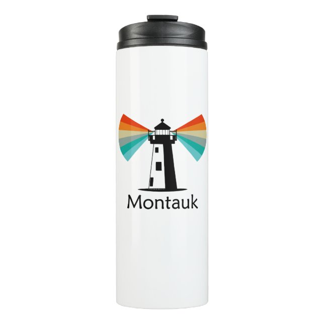 Montauk Point New York Lighthouse Rainbow Thermal Tumbler (Front)
