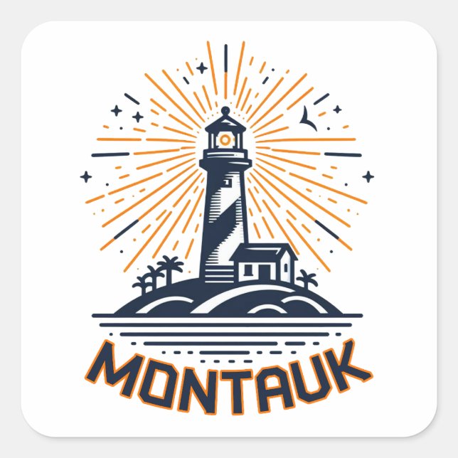 Montauk Point New York Lighthouse Sunrise Square Sticker (Front)
