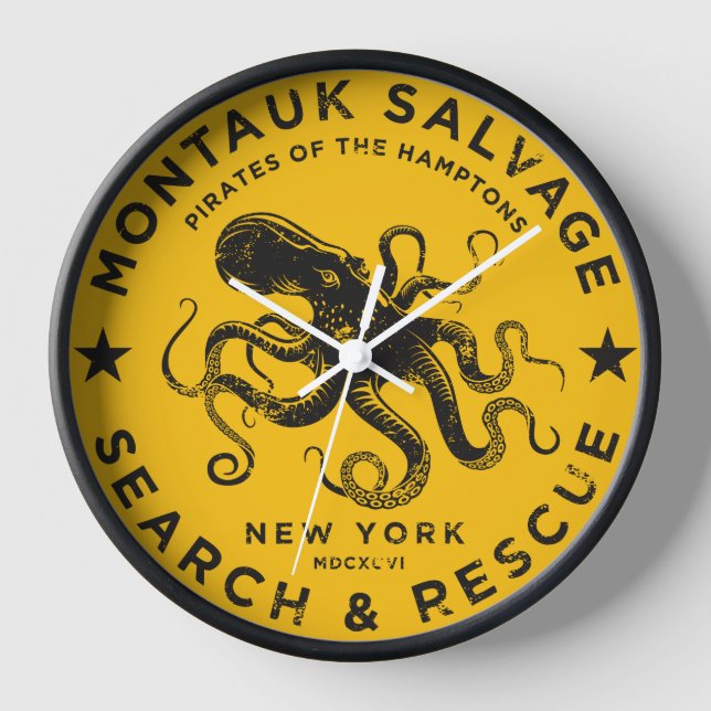 Montauk Salvage Co. Octopus Wall Clock. Clock (Front)