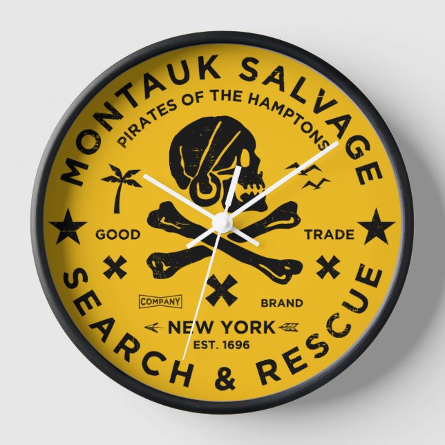 Montauk Salvage Co. Pirate Wall Clock v2 (Front)