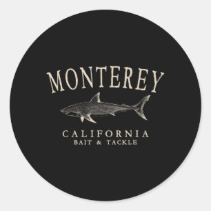 Monte California Shark Retro Ivory Art Fishing Classic Round Sticker