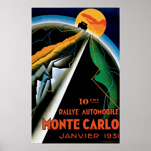 Monte Carlo Monaco Vintage Auto Race Ad Poster (Front)