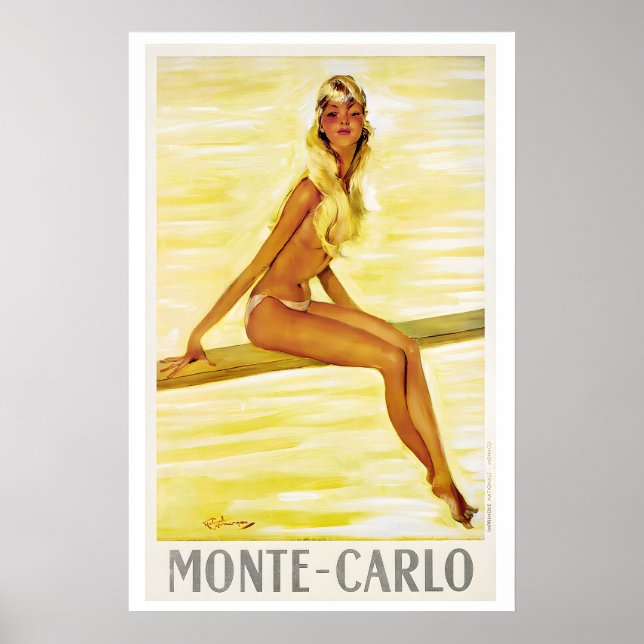 Monte Carlo Monaco Vintage Travel Poster (Front)