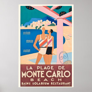 Monte Carlo Monaco Vintage Travel Poster