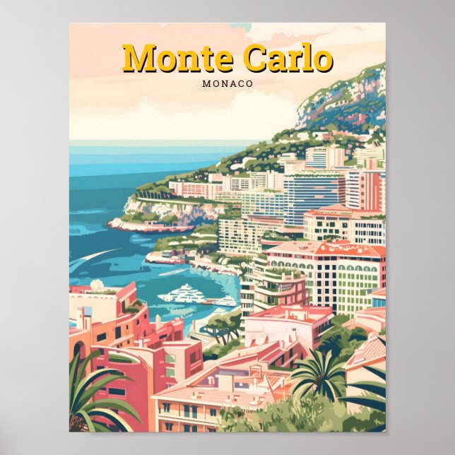 Monte Carlo Monaco Vintage Travel  Poster (Front)