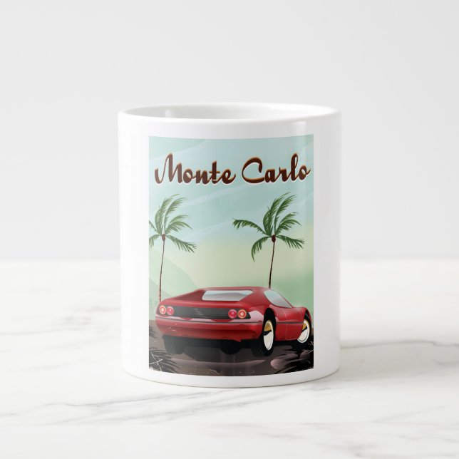 Monte Carlo sports car travel poster Large Coffee Mug (Front)