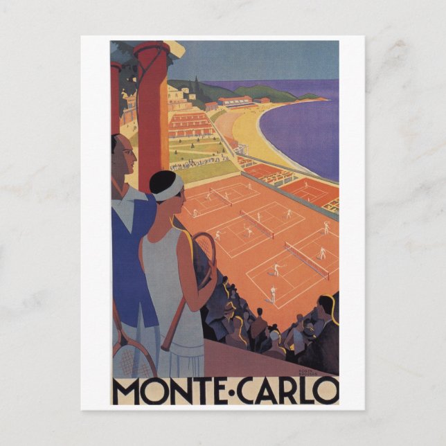 Monte Carlo Vintage Art Deco Tennis postcard (Front)
