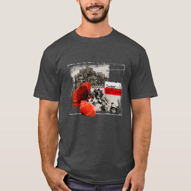 Monte Cassino Battle WW2 Czerwone Maki Poland T-Shirt (Front)