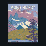 Monte Fitz Roy Patagonia Travel Art Vintage Postcard<br><div class="desc">Monte Fitz Roy in a vector art style. Monte Fitz Roy is a mountain in Patagonia,  on the border between Argentina and Chile.</div>