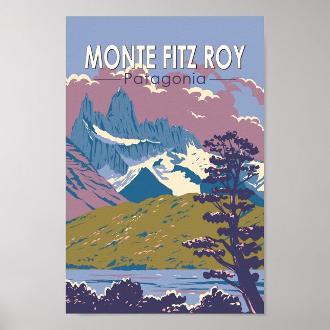 Monte Fitz Roy Patagonia Travel Art Vintage Poster (Front)