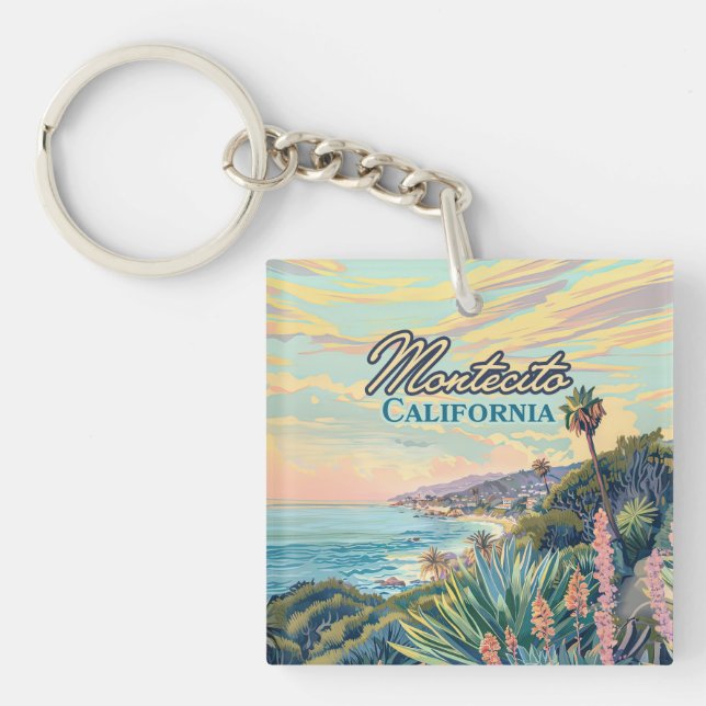 Montecito California Santa Barbara Coastline Key Ring (Front)