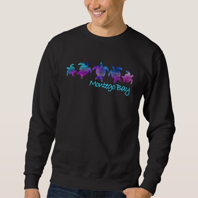 Montego Bay Beach Design Tribal Turtle Gift Sweatshirt (Front)