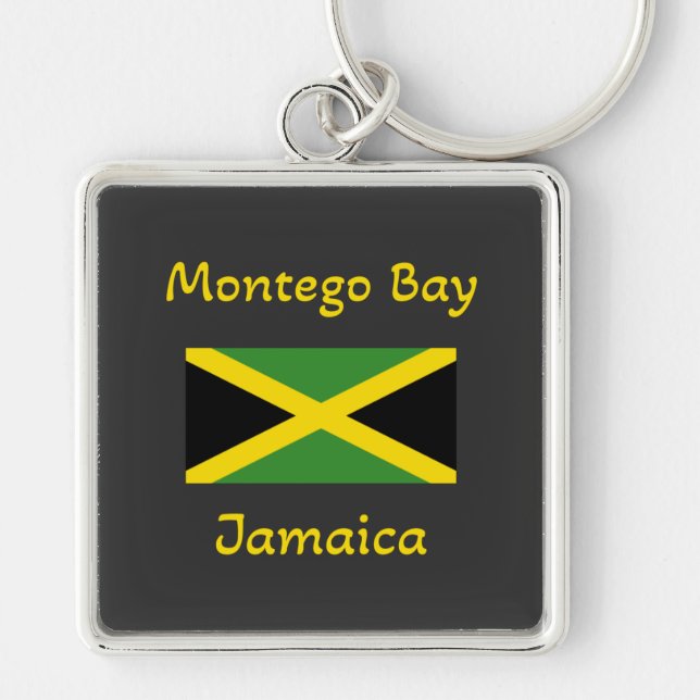 Montego Bay Jamaica – Jamaican Flag  Key Ring (Front)