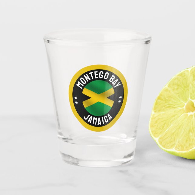 Montego Bay Jamaica Jamaican Flag Shot Glass (Front)