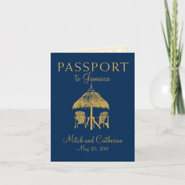 Montego Bay Jamaica Passport Wedding Invitation (Front)