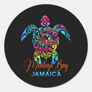 Montego Bay Jamaica Sea Turtle Family Vacation Sum Classic Round Sticker