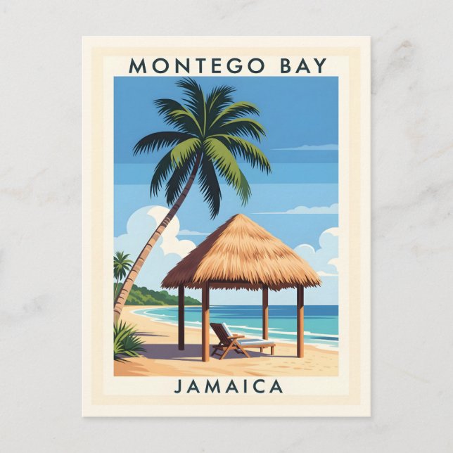 Montego Bay Jamaica Travel Art - TROPICAL ISLAND  Postcard (Front)
