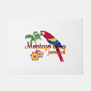 Montego Bay Jamaica Tropical Parrot Doormat